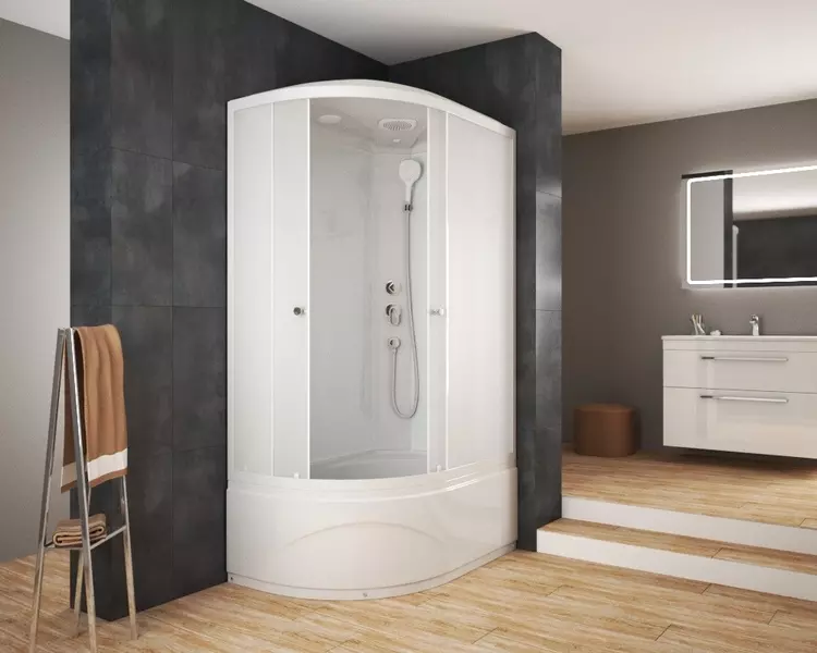 Душевая кабина «Albert&Bayer» Advance R1208045WM-1.2 высокий поддон матовая/белая правая 120/80/218