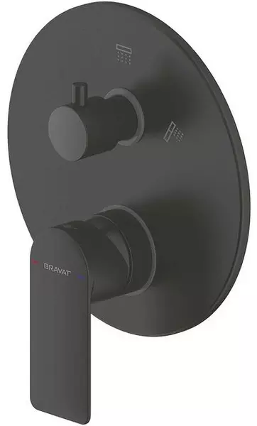 

Внешняя часть смесителя «Bravat» Eddie PB8369402BW-2-ENG чёрный матовый
