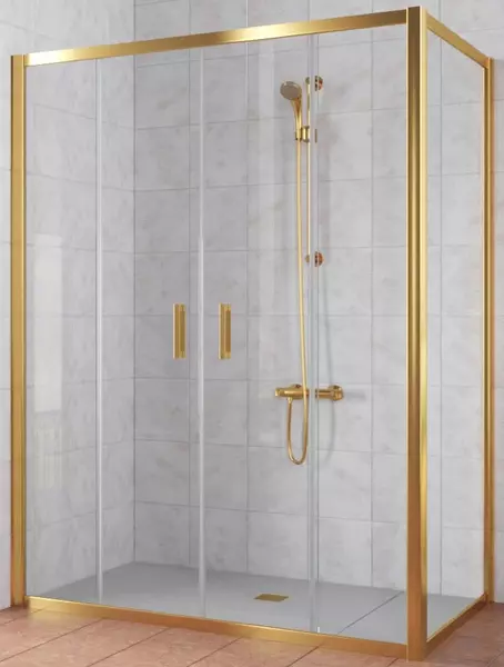 

Душевой угол-ограждение «Vegas Glass» Z2P+ZPV Tur Novo 190/100 прозрачный/глянцевое золото без поддона универсальный