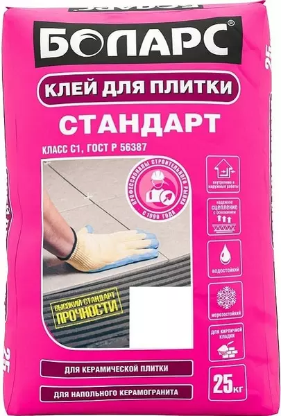 

Клей для плитки «Боларс» Стандарт 25 кг 00000001389