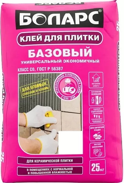 

Клей для плитки «Боларс» Базовый 25 кг СК000001011