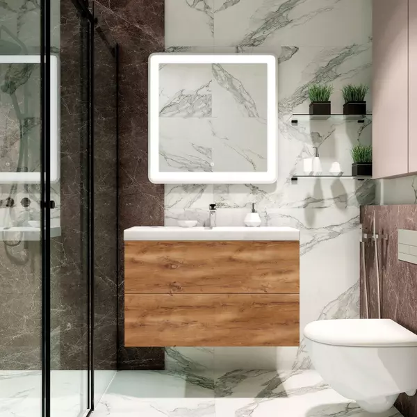 Тумба с раковиной Art Max Verona push 90 Am-lav 90 подвесная Rovere Chiaro Celtico 50090₽