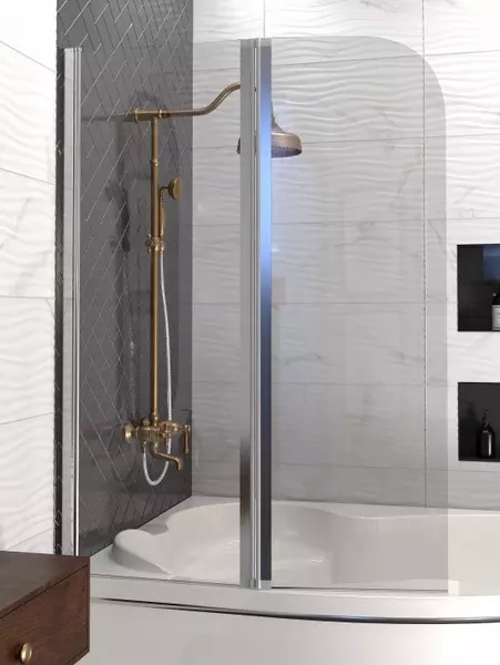 Шторка на ванну стеклянная «Radomir» Смайл 100/140 хром/прозрачная универсальная