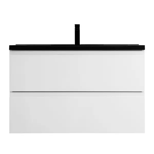 Тумба с раковиной Art Max Bianchi 75 Am-lav 75 чёрная матовая подвесная белый глянец 48510₽