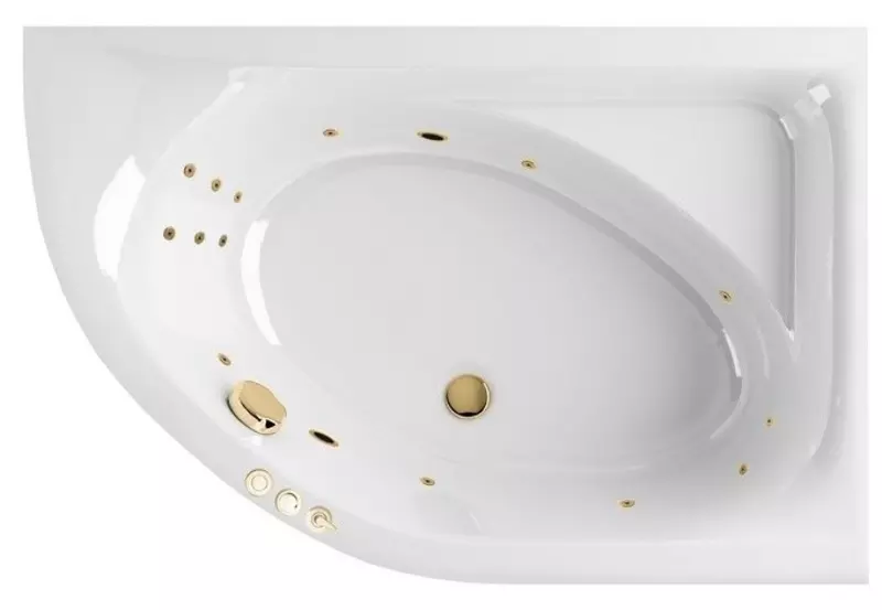 

Гидромассажная ванна акриловая «Excellent» Aquarella 150/100 Smart с каркасом с сифоном белая/золото правая