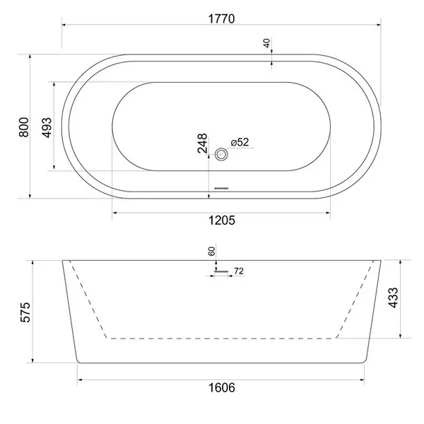 

Ванна акриловая «Belbagno» BB109 177/80 с ножками без сифона белая