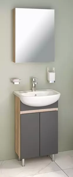 Мебель для ванной «Runo» Лада 50 графит/серый дуб - фото 1