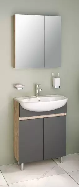 Мебель для ванной «Runo» Лада 60 графит/серый дуб - фото 1