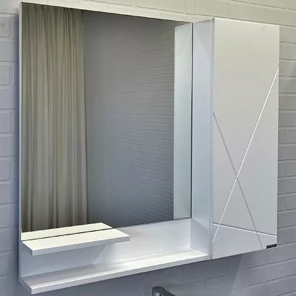 

Зеркало с шкафчиком «Comforty» Мерано 90 без света белый матовый правое