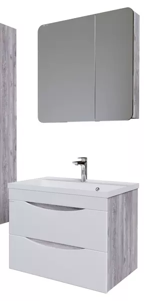 Мебель для ванной подвесная «Grossman» Талис 80 бетон пайн/белый глянец