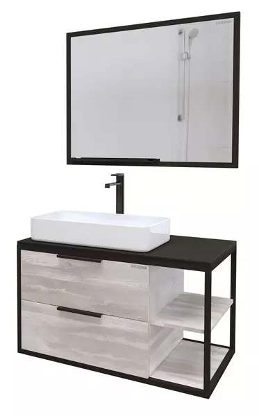 Мебель для ванной подвесная «Grossman» Лофт 90 шанико/чёрная