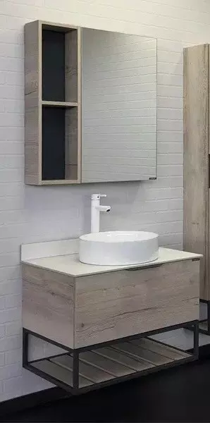 Мебель для ванной подвесная «Comforty» Порто 75 дуб дымчатый/белая/графит
