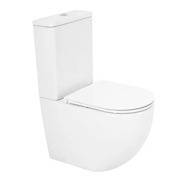 

Унитаз компакт безободковый «Cezares» Stylus CZR-152-CPR/CZR-151-T/CZR-870-SC белый с сиденьем дюропласт с микролифтом