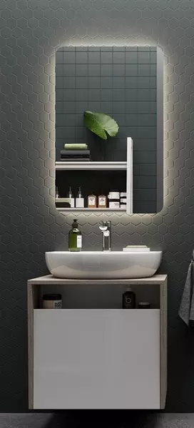 

Мебель для ванной подвесная «Kerama Marazzi» Pro 60 с 1 ящиком белая/дуб Орегон