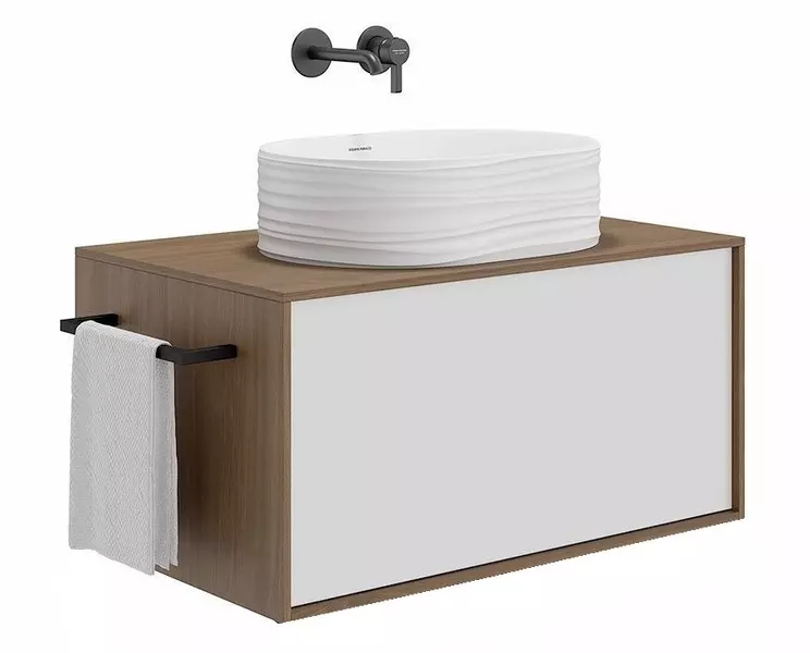 Тумба с раковиной Kerama Marazzi Atollo 80 Sabbia 5037 WHTM подвесная белая матоваядеревянная 44395₽