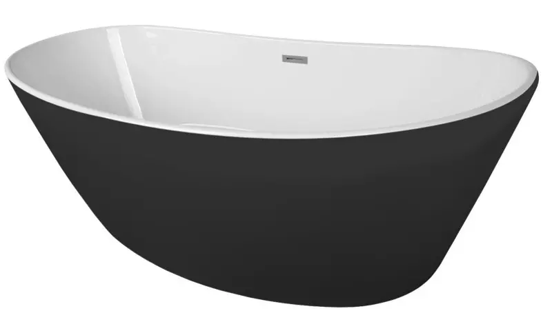 Ванна акриловая «Azario» Easton 180/82 с каркасом с сифоном белая/чёрная