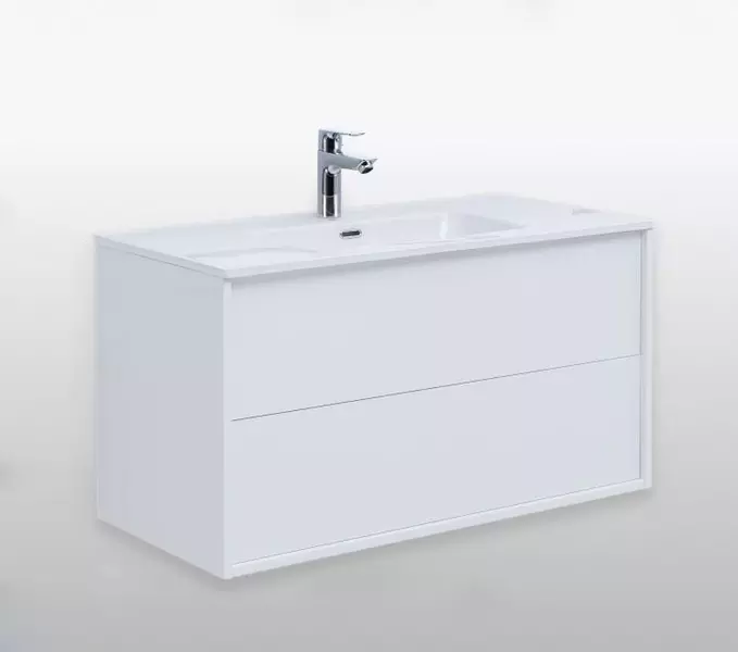 

Тумба с раковиной «Aquanet» Lino 80 (Flat 80) подвесная белый глянец