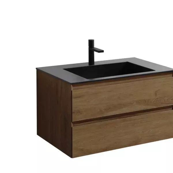 

Тумба с раковиной «Vincea» Luka 80 с 2 ящиками (VCB-13800B чёрная) подвесная T.Oak
