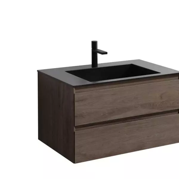 

Тумба с раковиной «Vincea» Luka 80 с 2 ящиками (VCB-13800B чёрная) подвесная R.Oak