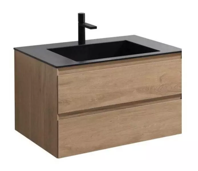 Тумба с раковиной Vincea Luka 80 с 2 ящиками VCB-13800B чёрная подвесная NOak 35250₽