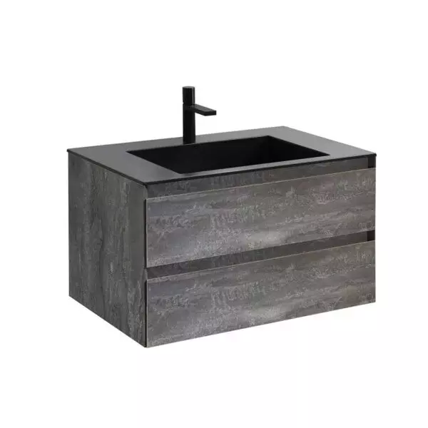 

Тумба с раковиной «Vincea» Luka 80 с 2 ящиками (VCB-13800B чёрная) подвесная G.Stone