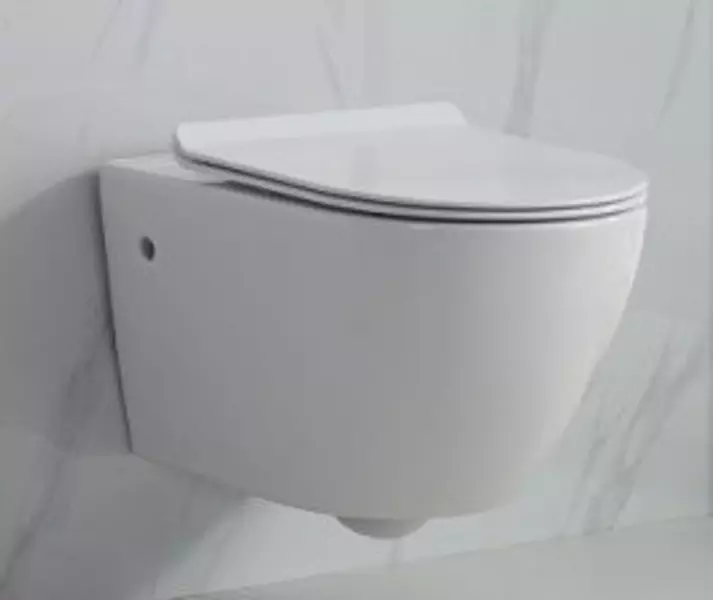 

Подвесной унитаз безободковый «Esbano» Fortex ESUPFORTW белый с сиденьем дюропласт с микролифтом белое