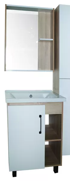 Мебель для ванной «ASB-Woodline» Адель 60 белая/светлое дерево