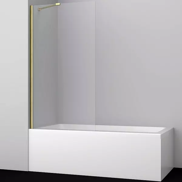 

Шторка на ванну стеклянная «WasserKRAFT» Aisch 55P01-80 Fixed 80/140 прозрачная/золото универсальная