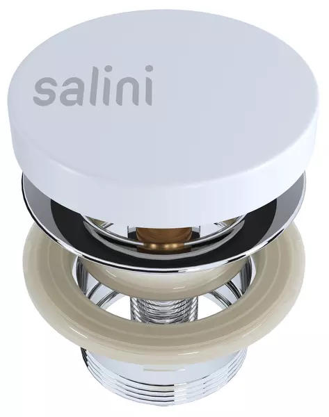Донный клапан для раковины «Salini» D 504 16222WG с механизмом Клик-Клак белый глянцевый