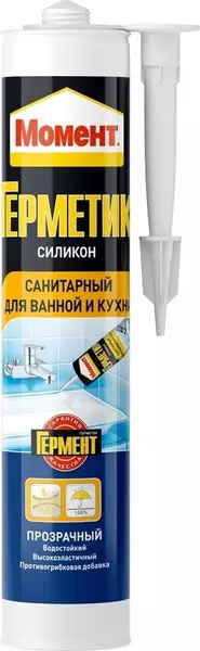 

Герметик силиконовый «Момент» Санитарный прозрачный