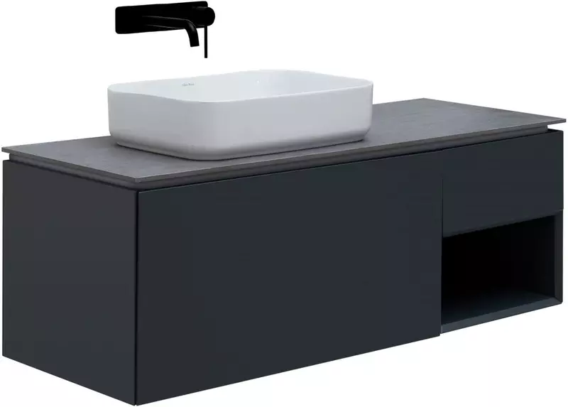 Тумба с раковиной «Allen Brau» Infinity 120 L с 3 ящиками (1 скрытый) подвесная anthracite matt левая