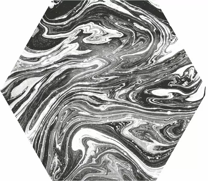 

Напольная плитка «ITT Ceramic» Ebru Hexa Shiny 26,7x23,2 00000016250 чёрно-белый