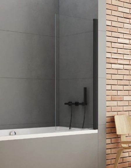 Шторка на ванну стеклянная New Trendy New Soleo 60140 P-0069 прозрачнаячёрная универсальная 42179₽