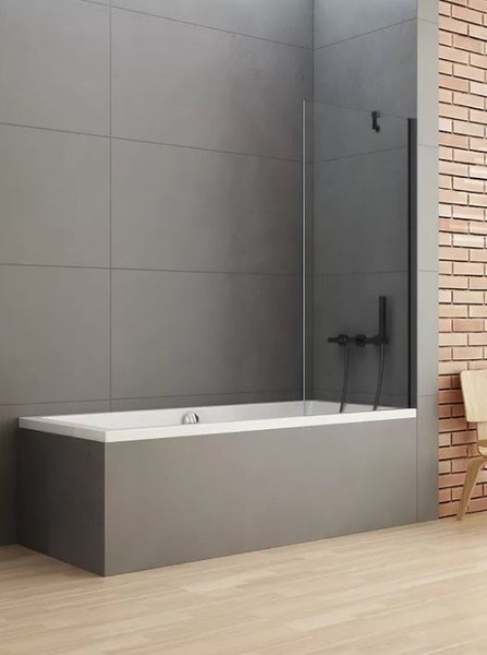 Шторка на ванну стеклянная New Trendy New Soleo 70140 P-0079-WP прозрачнаячёрная универсальная 50290₽