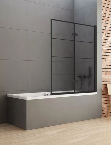 Шторка на ванну стеклянная New Trendy New Soleo 100140 P-0050 прозрачнаячёрная правая 85871₽