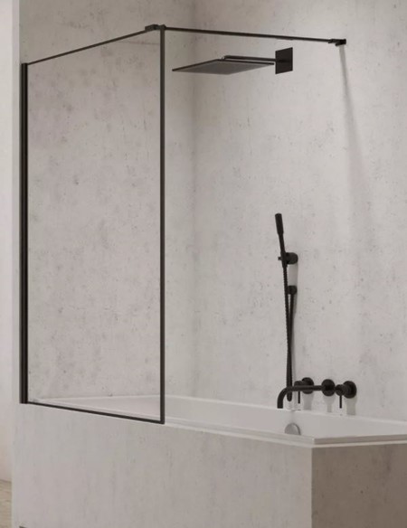 Шторка на ванну стеклянная New Trendy New Modus 100150 EXK-1935-WP прозрачнаячёрная универсальная 74083₽