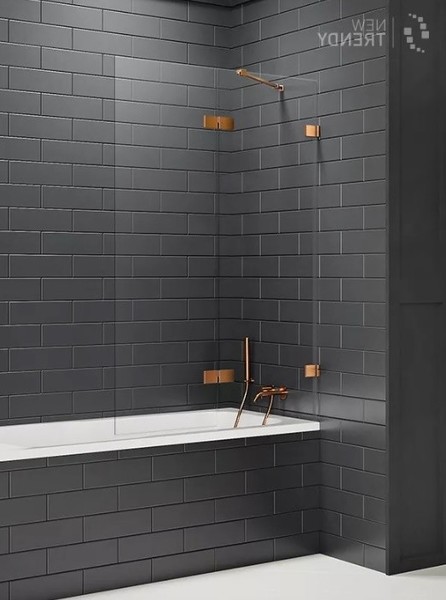 Шторка на ванну стеклянная New Trendy Avexa 130150 EXK-3815 прозрачнаябрашированная медь правая 99822₽