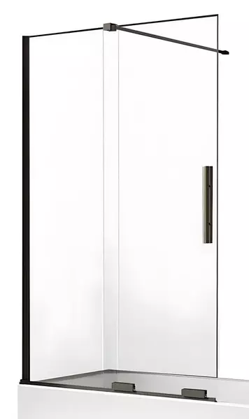 Шторка на ванну стеклянная New Trendy Smart Black 140150 прозрачнаячёрная универсальная 98308₽