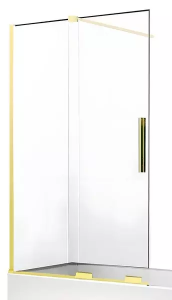 Шторка на ванну стеклянная New Trendy Smart Light Gold 160150 прозрачнаясветлое золото универсальная 113666₽