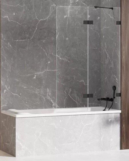 Шторка на ванну стеклянная New Trendy Avexa 120150 EXK-1987 прозрачнаячёрная правая 82086₽