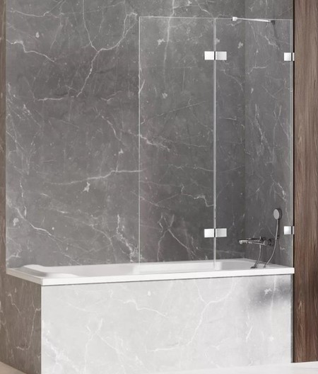 Шторка на ванну стеклянная «New Trendy» Avexa 140/150 EXK-1963 прозрачная/хром правая