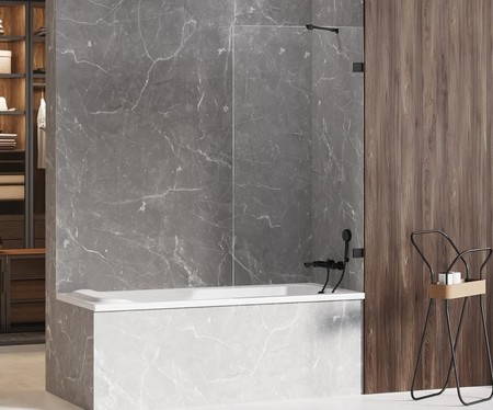 Шторка на ванну стеклянная New Trendy Avexa 50150 EXK-1976-WP прозрачнаячёрная универсальная 49641₽