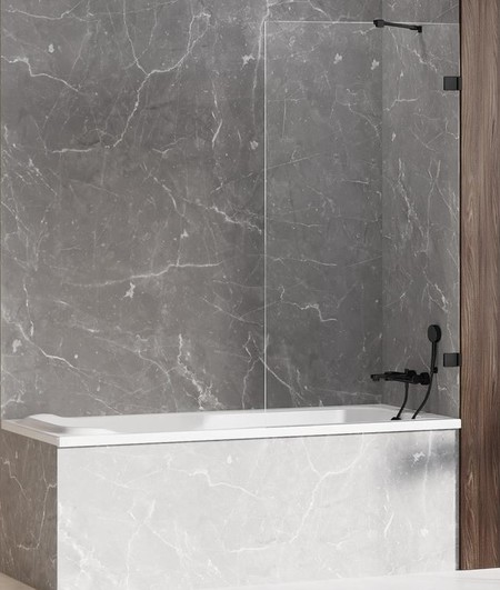 Шторка на ванну стеклянная New Trendy Avexa 70150 EXK-1978-WP прозрачнаячёрная универсальная 52128₽