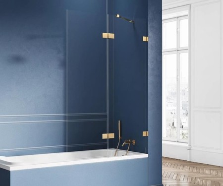 Шторка на ванну стеклянная New Trendy Avexa 120150 EXK-2015 прозрачнаябрашированное золото правая 93333₽