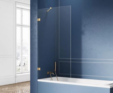 Шторка на ванну стеклянная New Trendy Avexa 60150 EXK-2005-WP прозрачнаябрашированное золото универсальная 60564₽