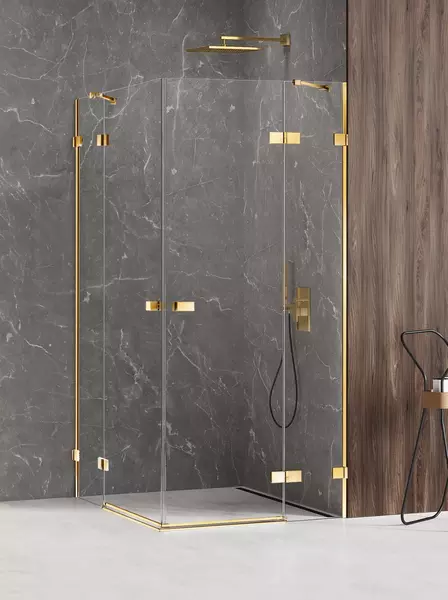 Душевой угол-ограждение New Trendy Avexa Gold Shine 100100 прозрачныйзолото квадратный без поддона 191101₽