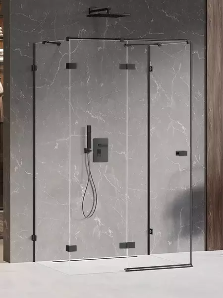 Душевой угол-ограждение New Trendy Avexa Black 100120 прозрачныйчёрный матовый прямоугольный без поддона левый 245825₽