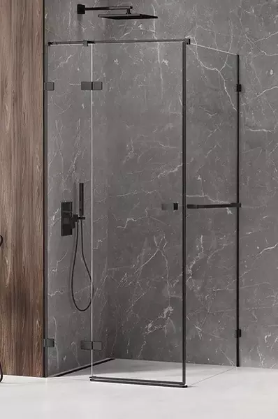 Душевой угол-ограждение New Trendy Avexa Black 80110 прозрачныйчёрный матовый прямоугольный без поддона левый 173689₽