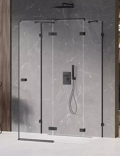 Душевой угол-ограждение New Trendy Avexa Black 10080 прозрачныйчёрный матовый прямоугольный без поддона правый 226574₽