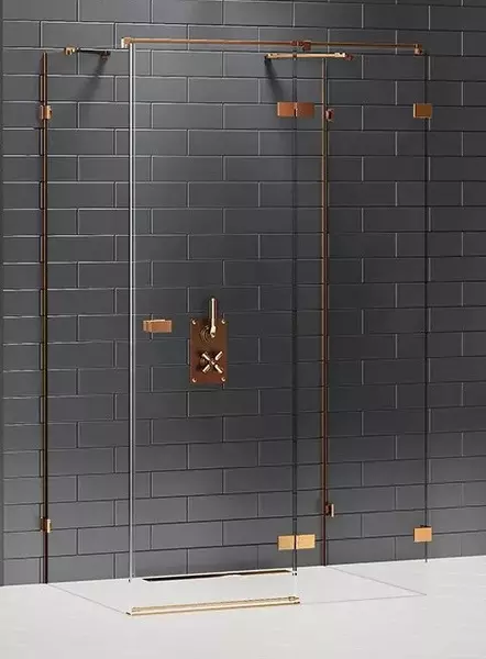 Душевой угол-ограждение New Trendy Avexa Copper Brushed 8090 прозрачныйбрашированная медь прямоугольный без поддона правый 248529₽